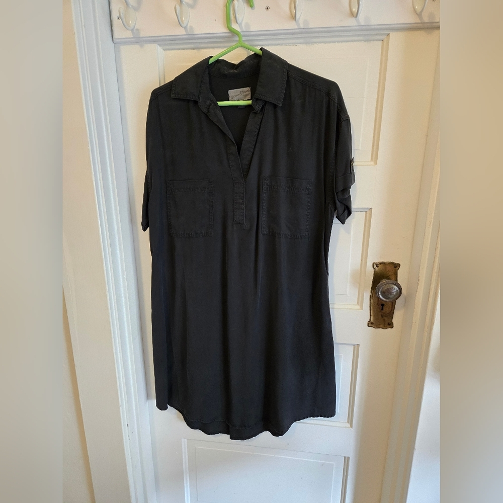 Universal Thread Black Button-Up Shirt Dress - image 1